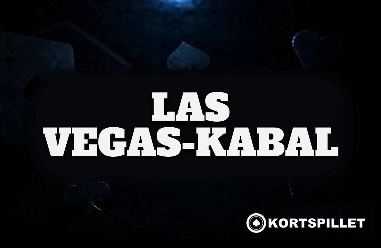 Mørkt kortbord med spillkort, fargesymboler og navnet Las Vegas-kabal